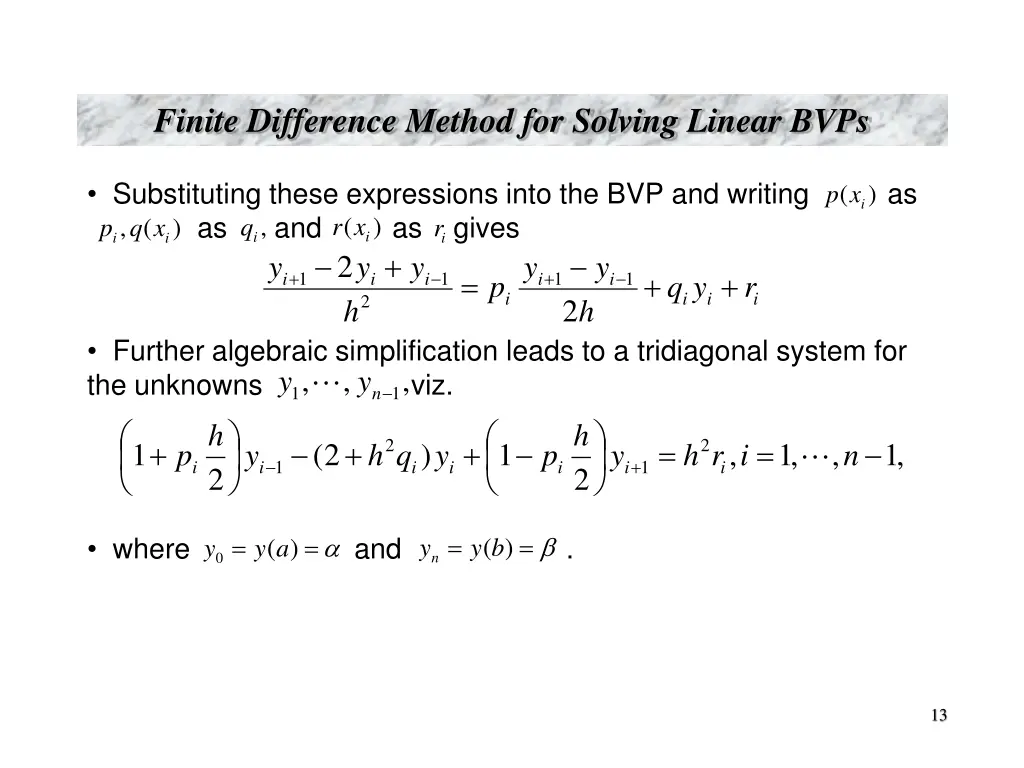 finite difference method for solving linear bvps