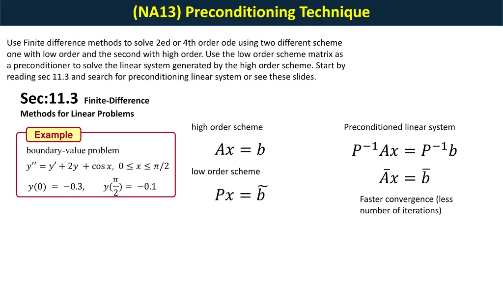 na13 preconditioning technique
