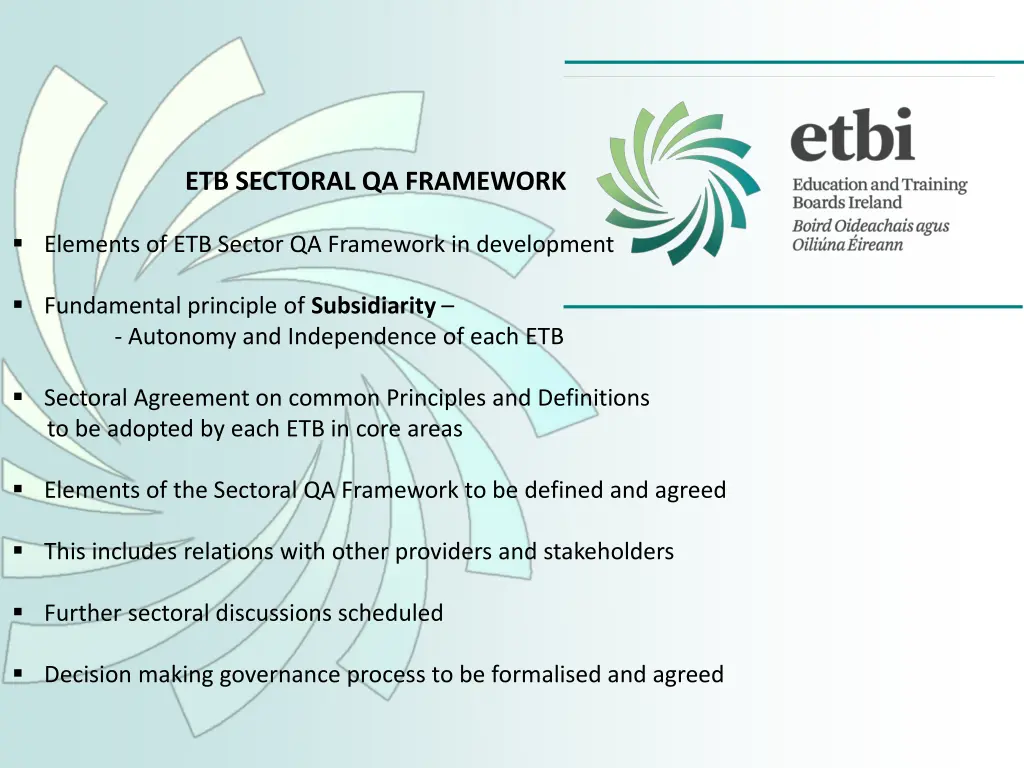 etb sectoral qa framework