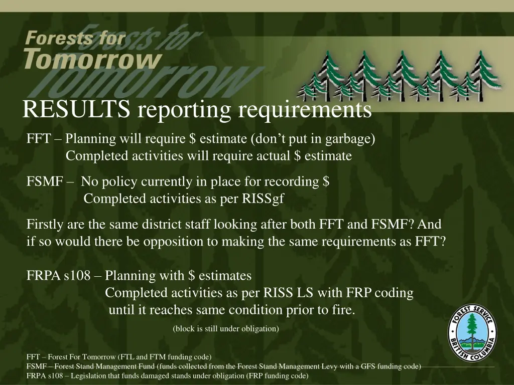 results reporting requirements
