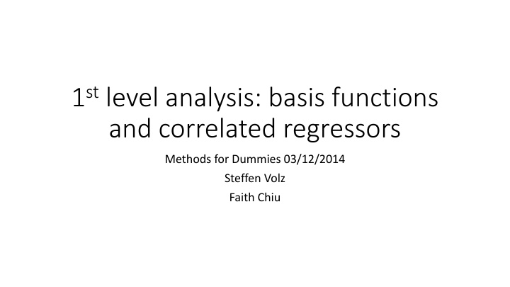 1 st level analysis basis functions