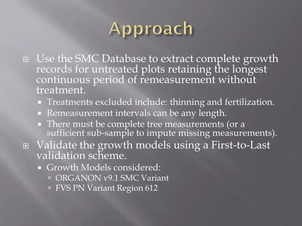 use the smc database to extract complete growth