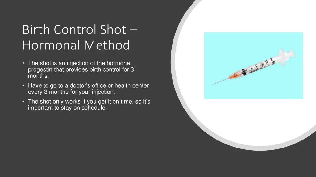 birth control shot hormonal method