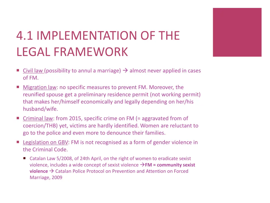 4 1 implementation of the legal framework