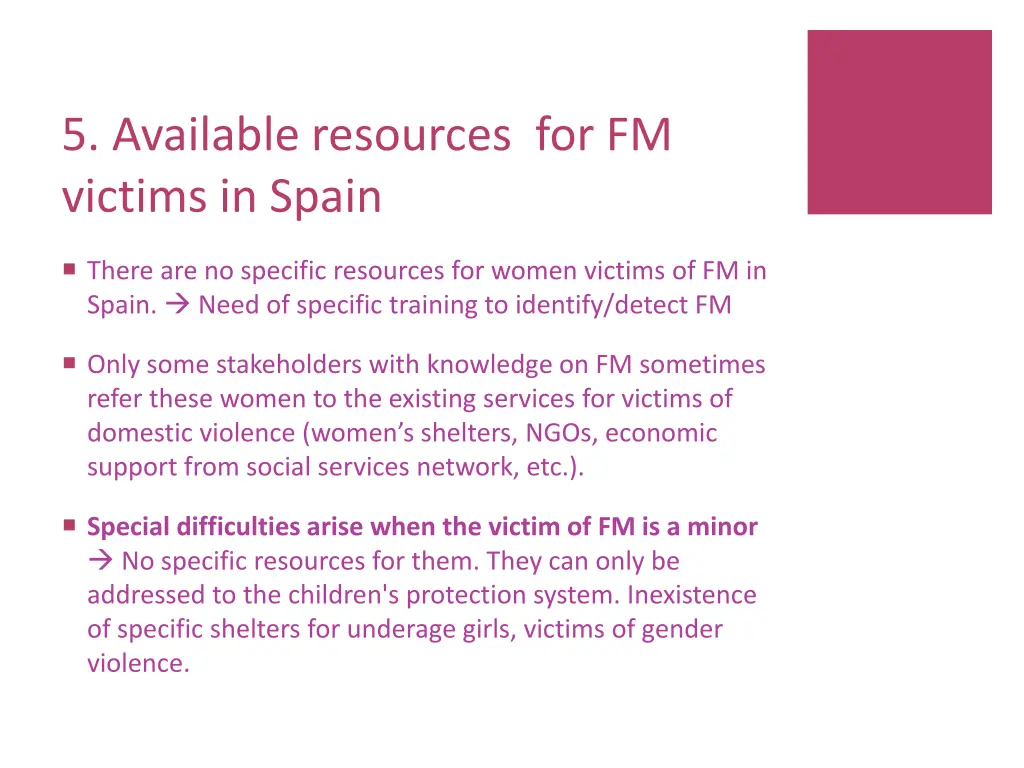5 available resources for fm victims in spain