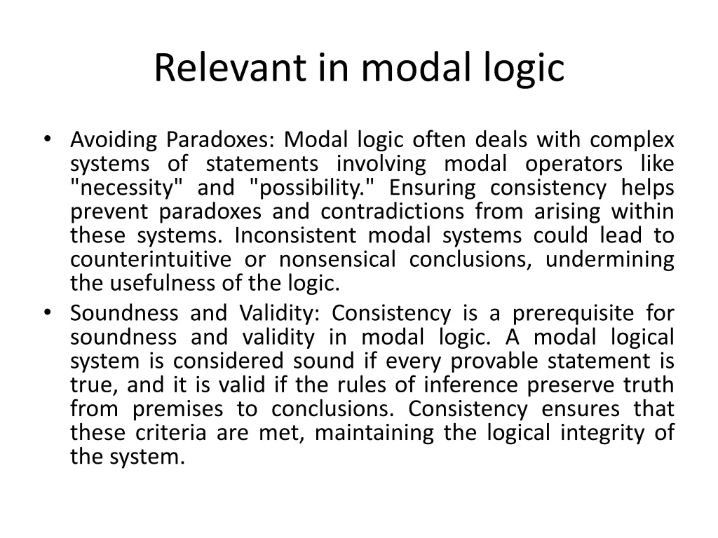 relevant in modal logic