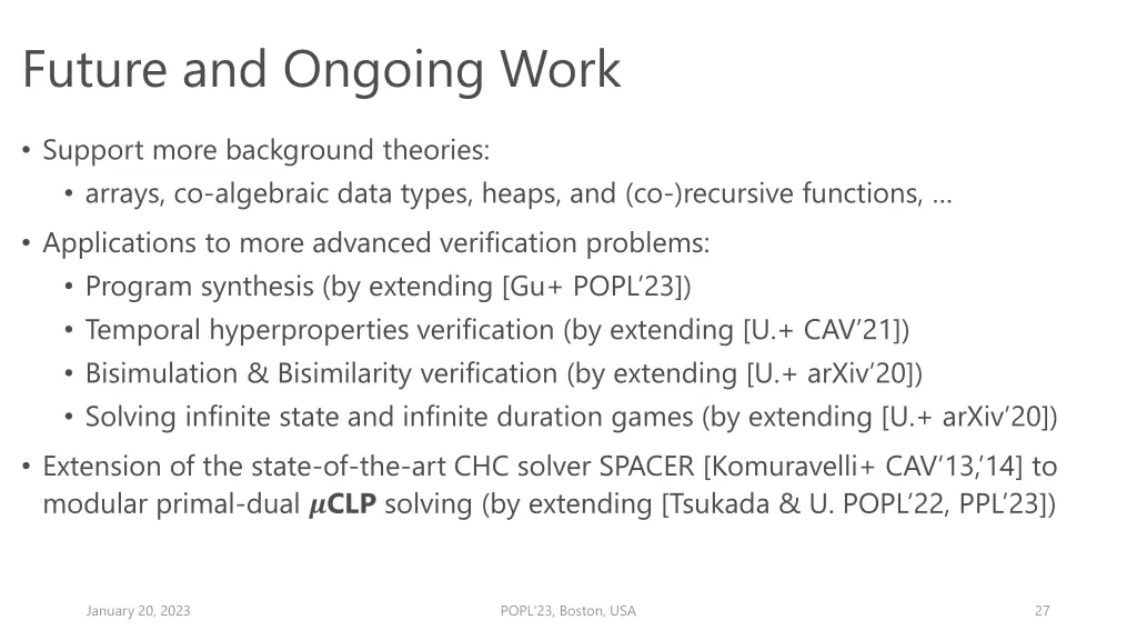 future and ongoing work