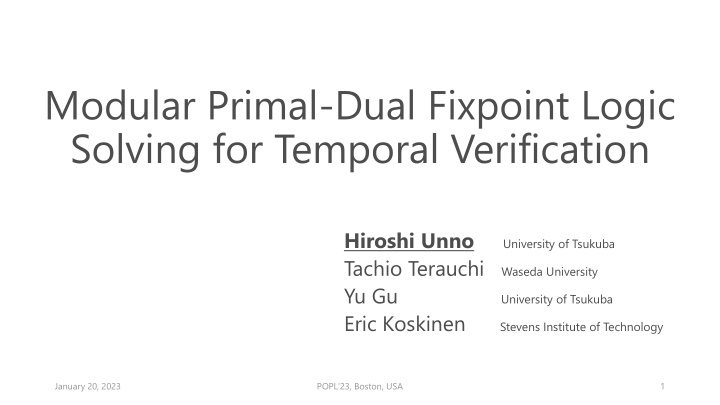 modular primal dual fixpoint logic solving