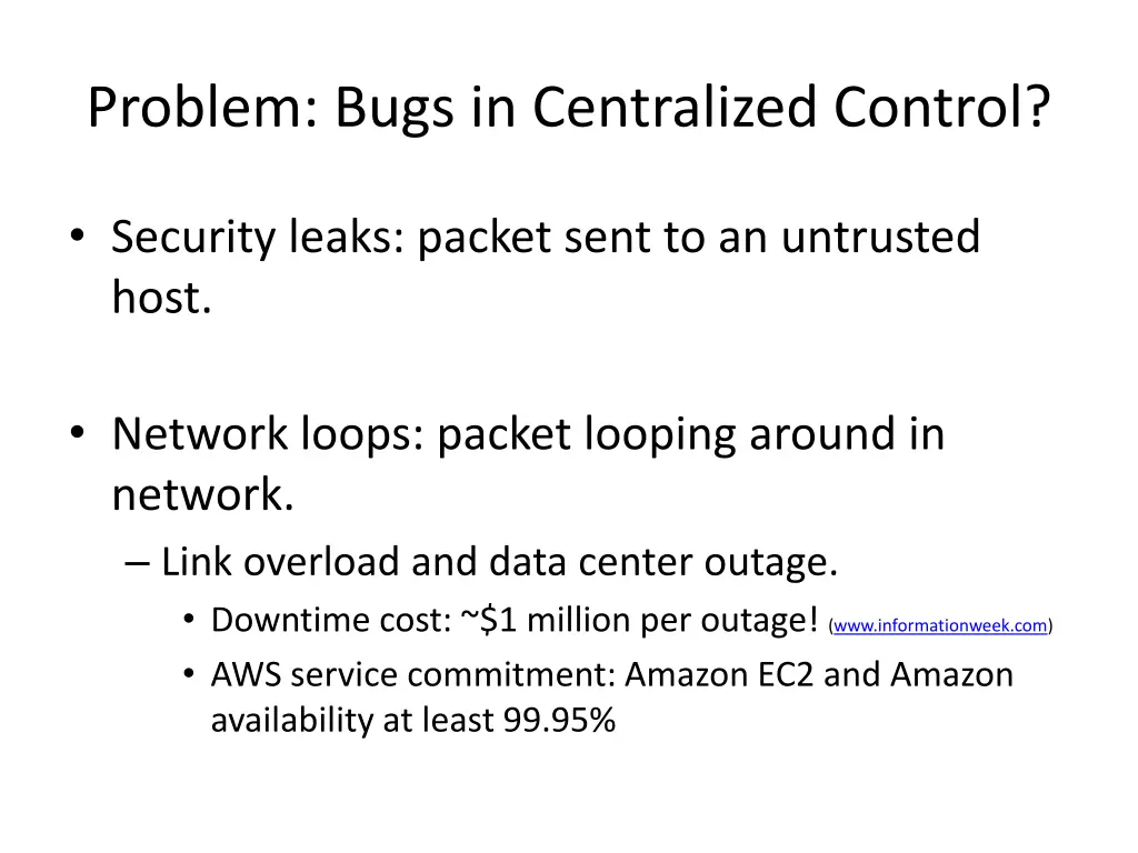 problem bugs in centralized control