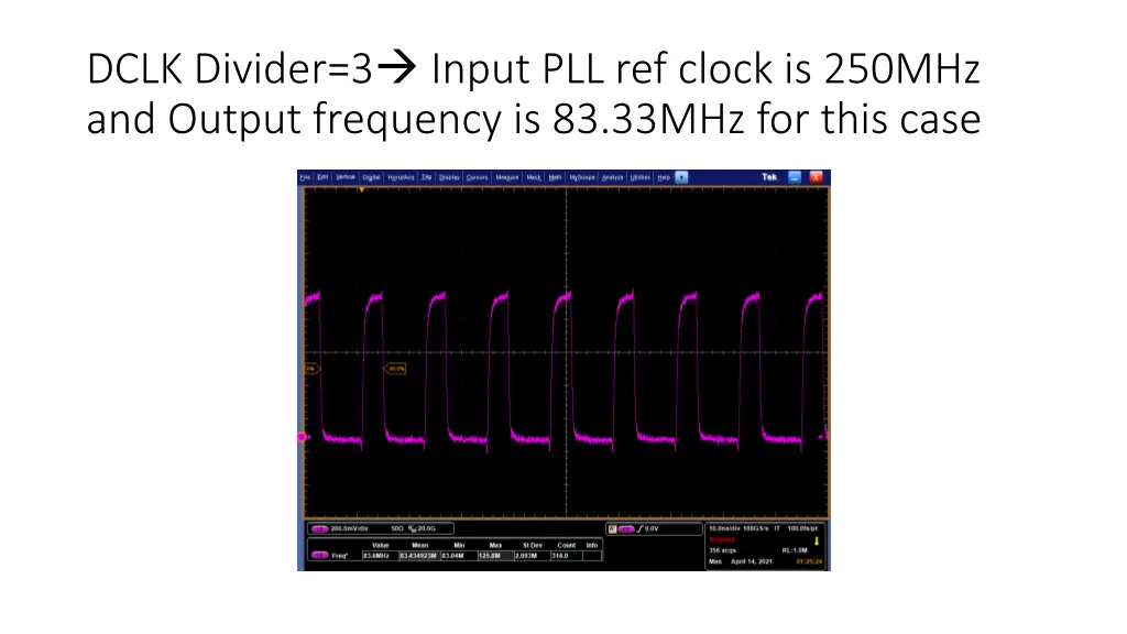 dclk divider 3 input pll ref clock is 250mhz