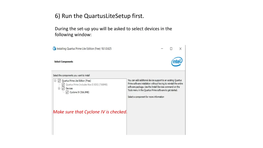 6 run the quartuslitesetup first