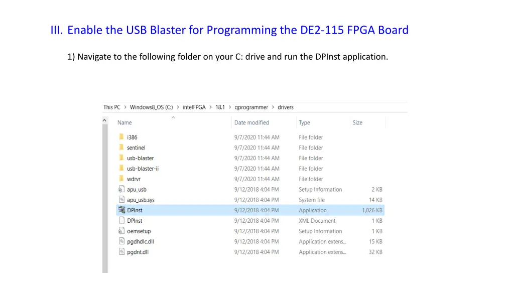 iii enable the usb blaster for programming