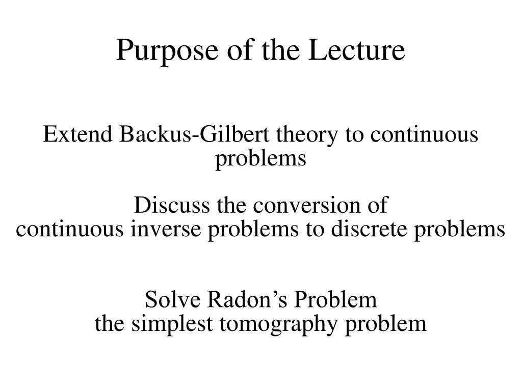 purpose of the lecture