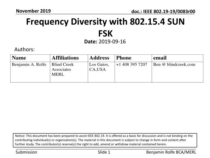 november 2019 frequency diversity with