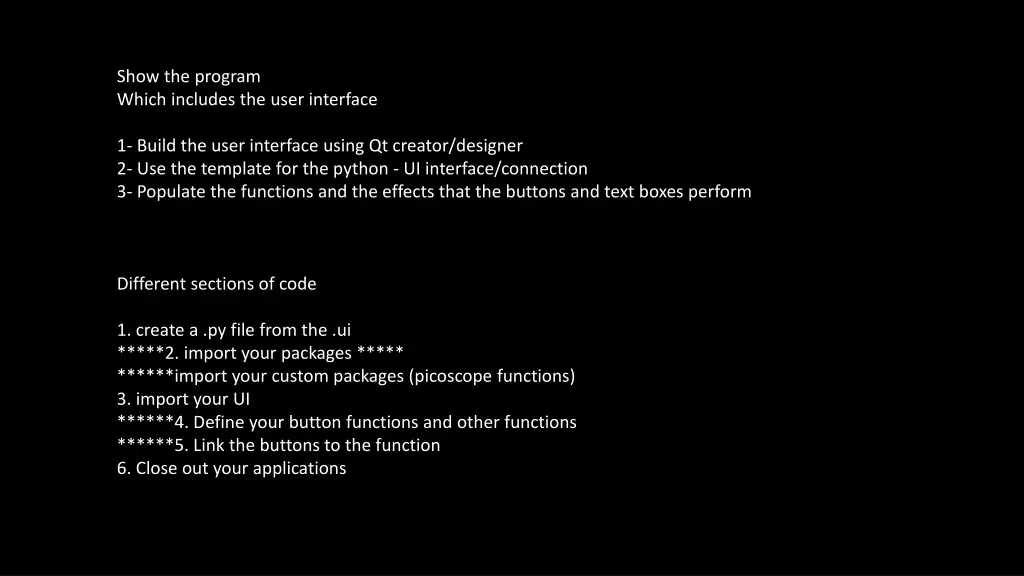 show the program which includes the user interface
