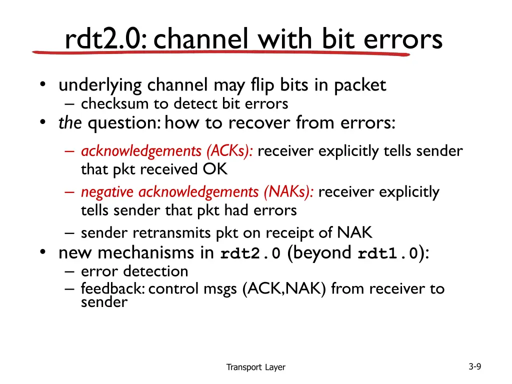 rdt2 0 channel with bit errors 1