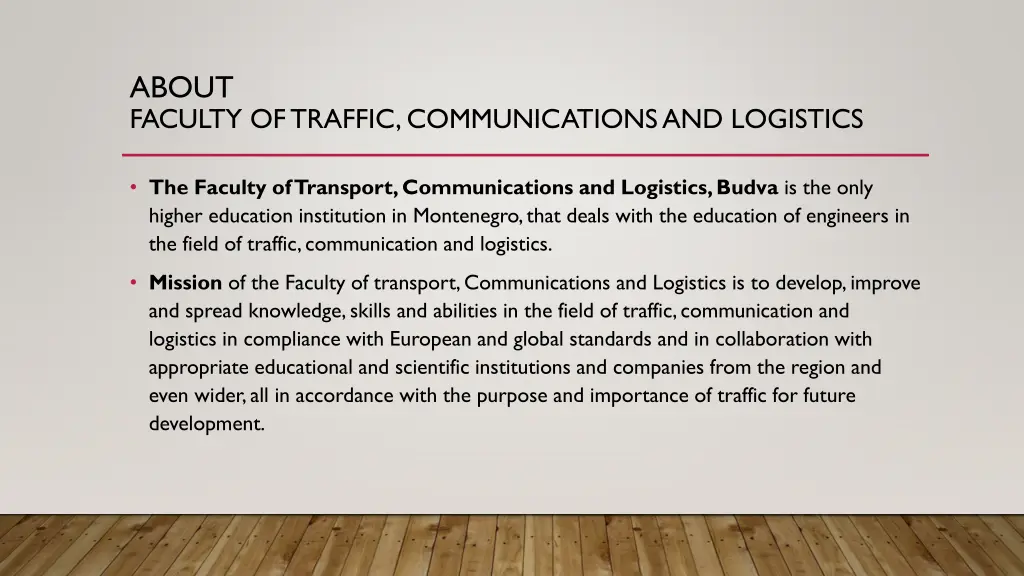 about faculty of traffic communications