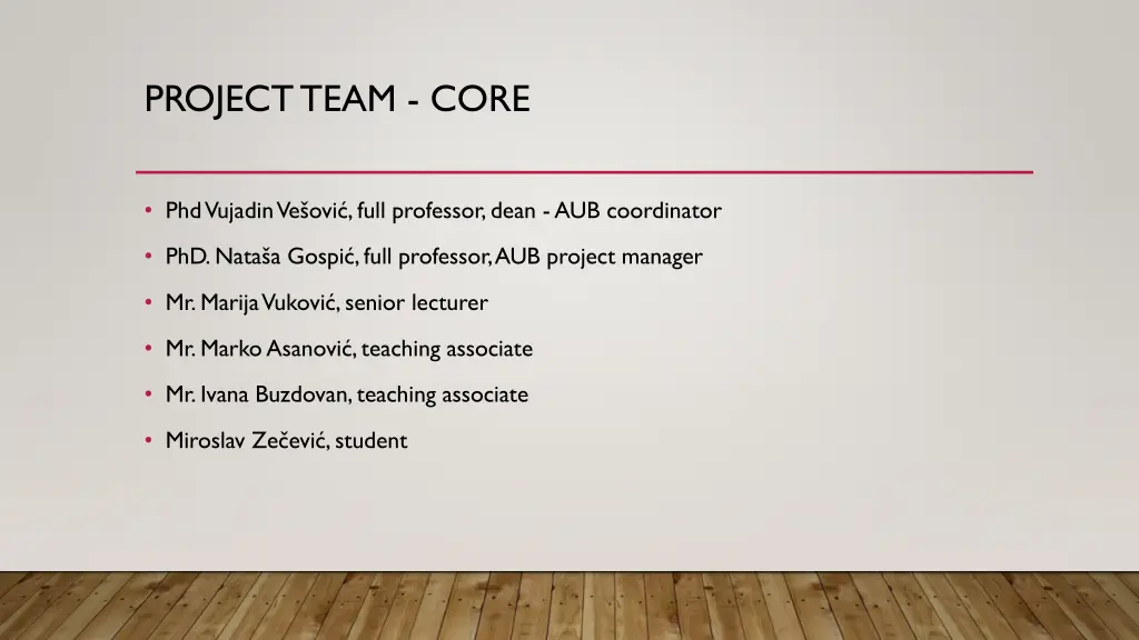 project team core