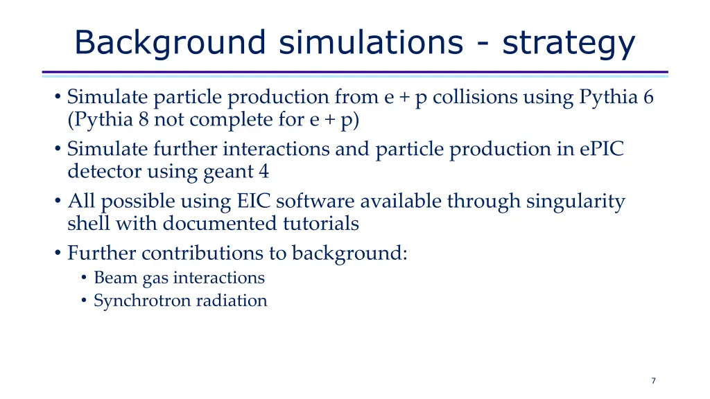 background simulations strategy