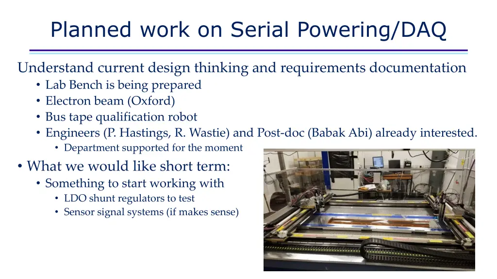 planned work on serial powering daq 1