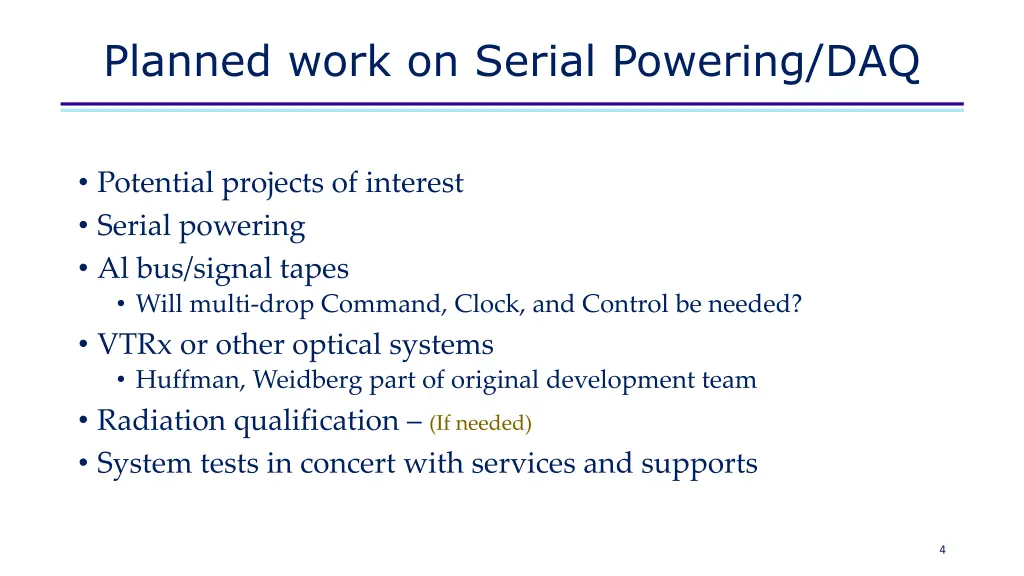 planned work on serial powering daq