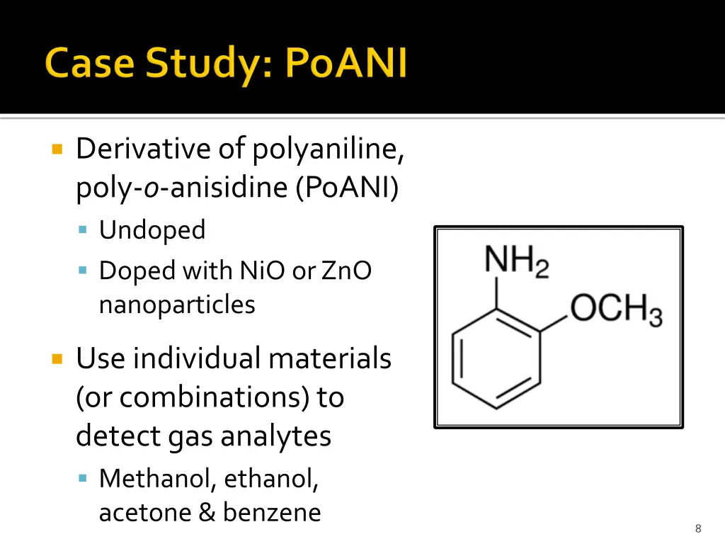 derivative of polyaniline poly o anisidine poani