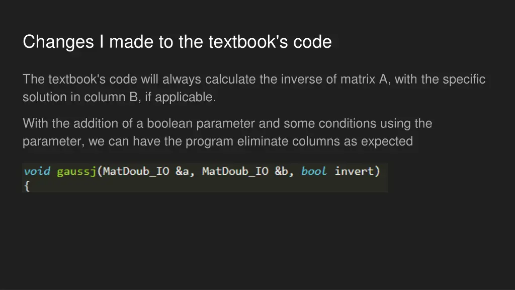 changes i made to the textbook s code