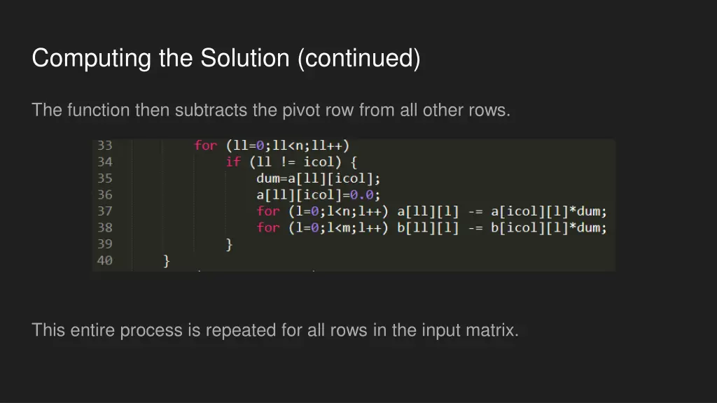 computing the solution continued