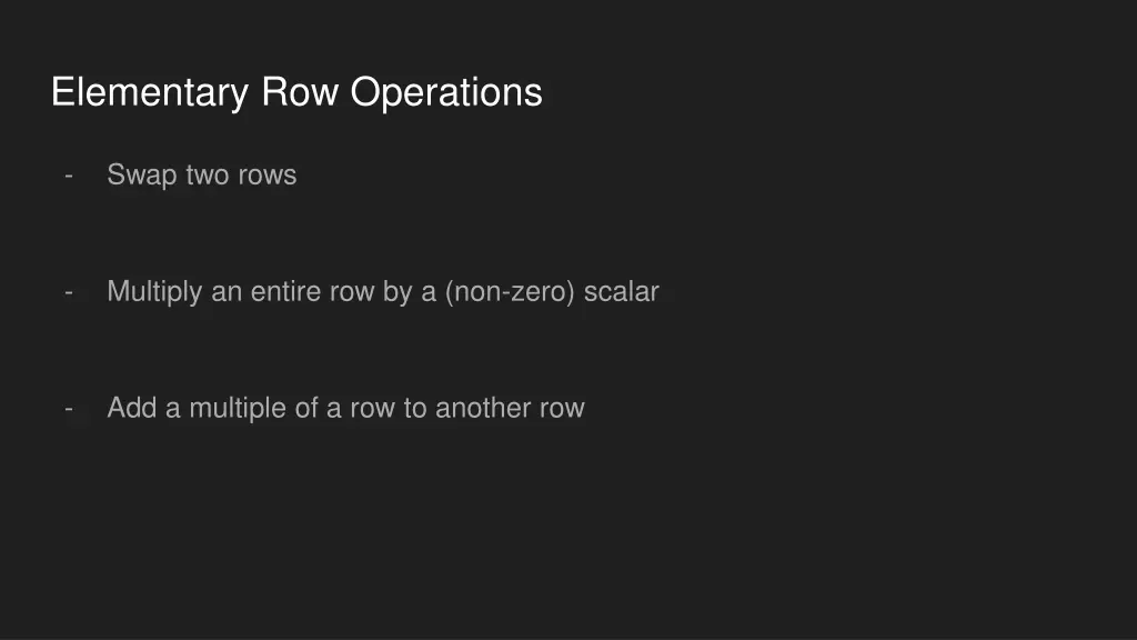 elementary row operations