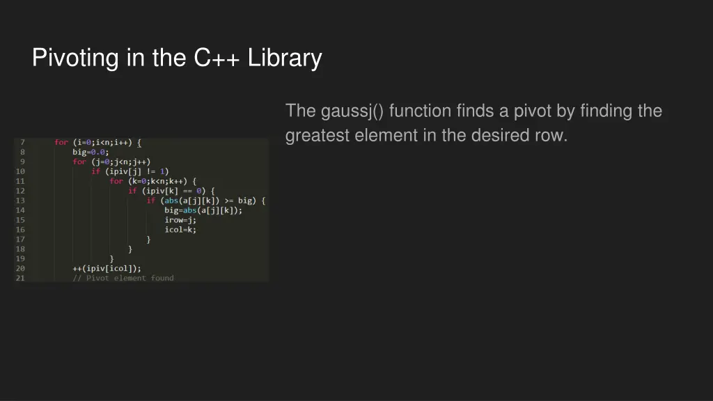 pivoting in the c library