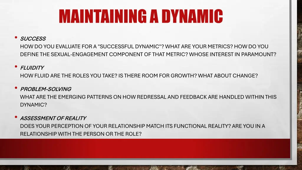maintaining a dynamic