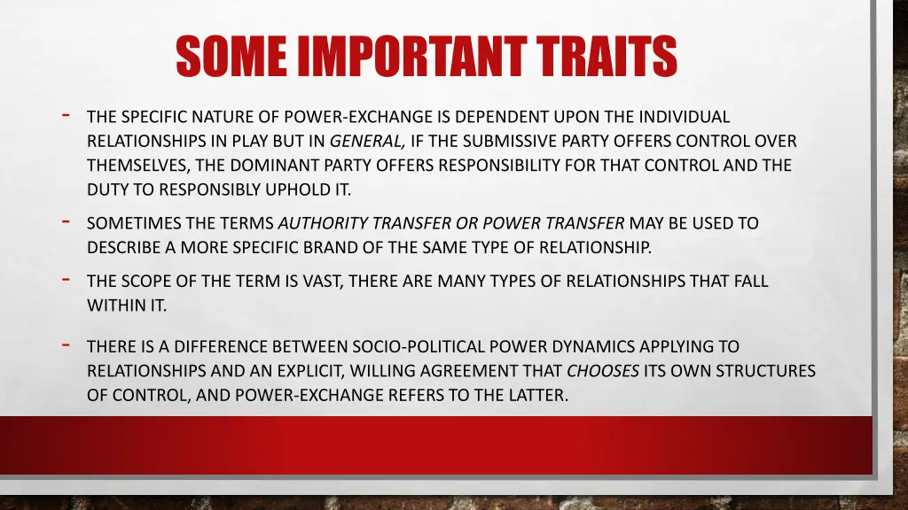 some important traits the specific nature