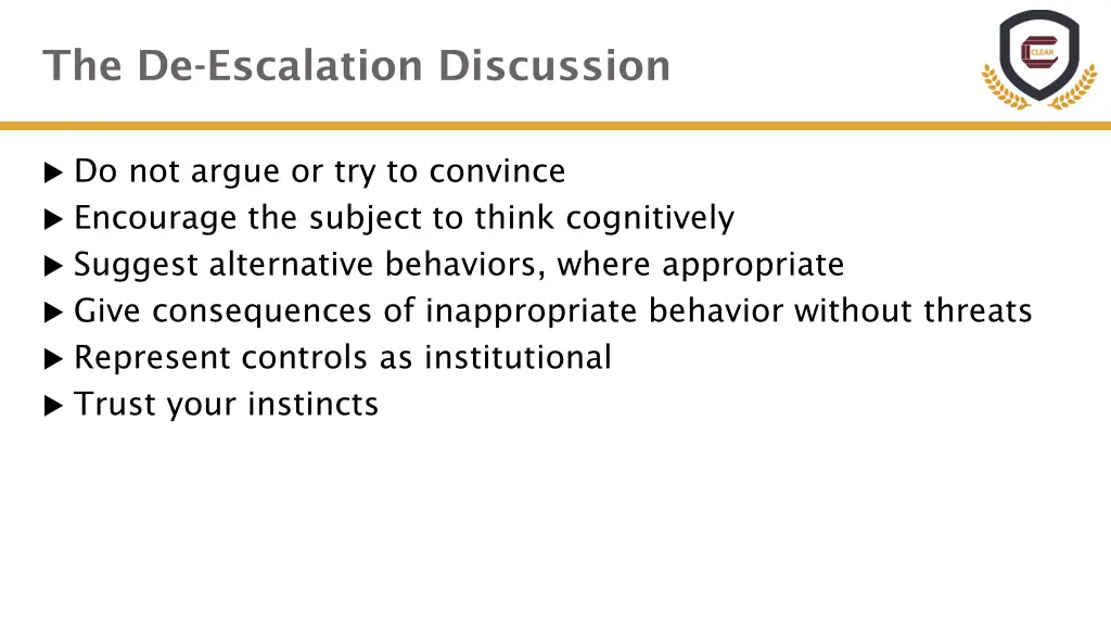 the de escalation discussion 1