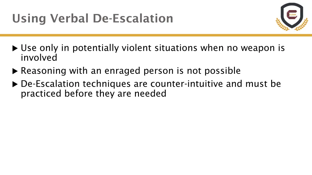 using verbal de escalation