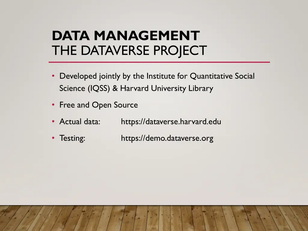 data management the dataverse project