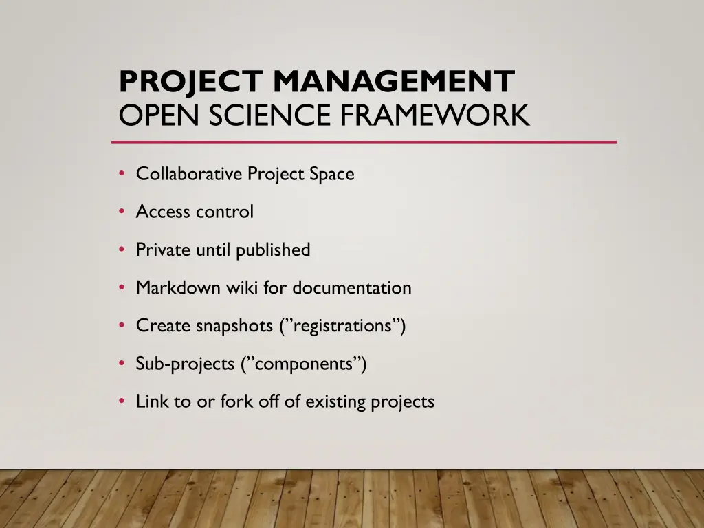 project management open science framework 1