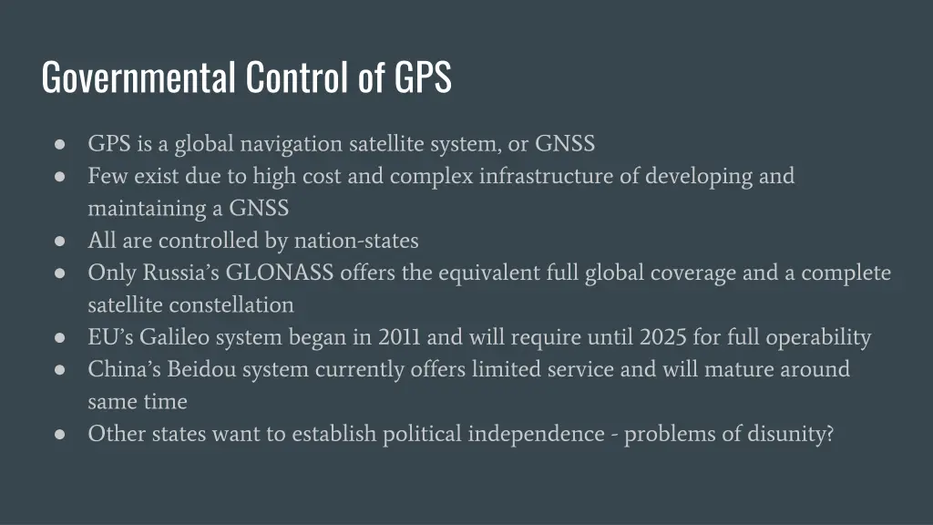 governmental control of gps