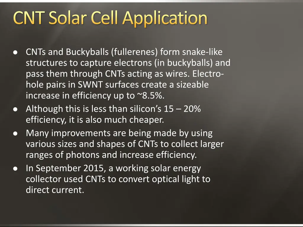 cnt solar cell application