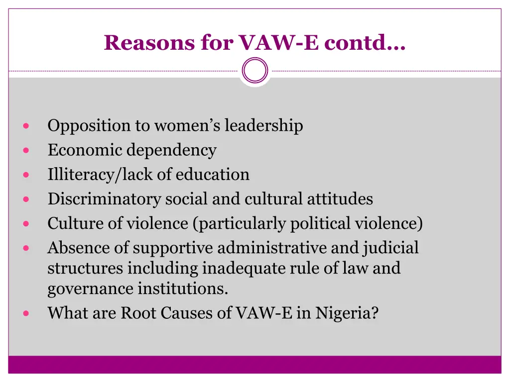 reasons for vaw e contd 1