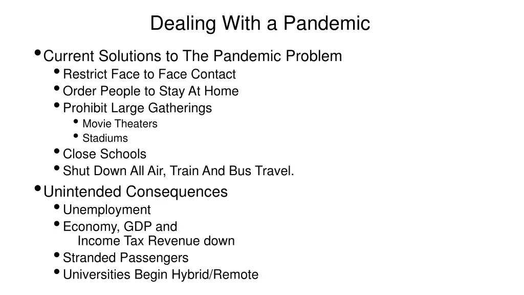 dealing with a pandemic
