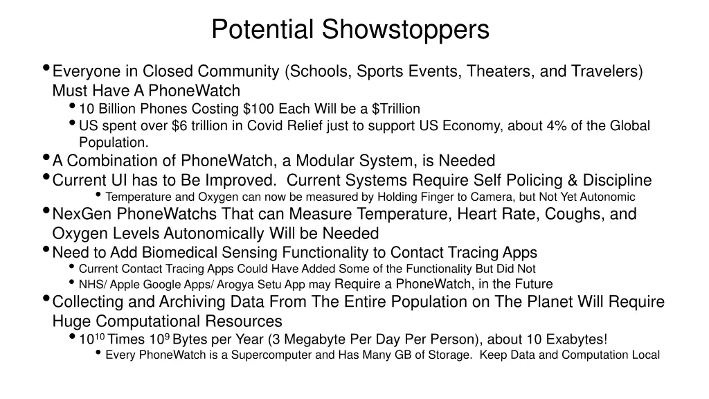 potential showstoppers