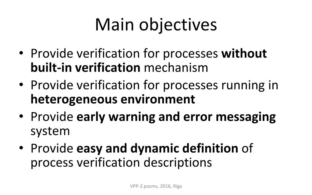 main objectives