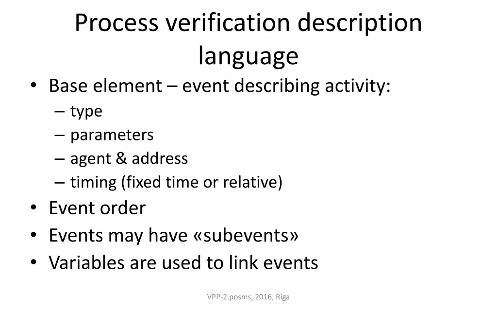 process verification description language base