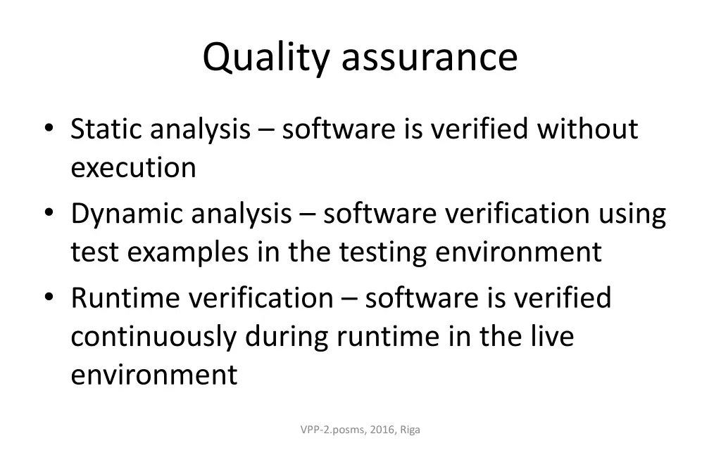 quality assurance