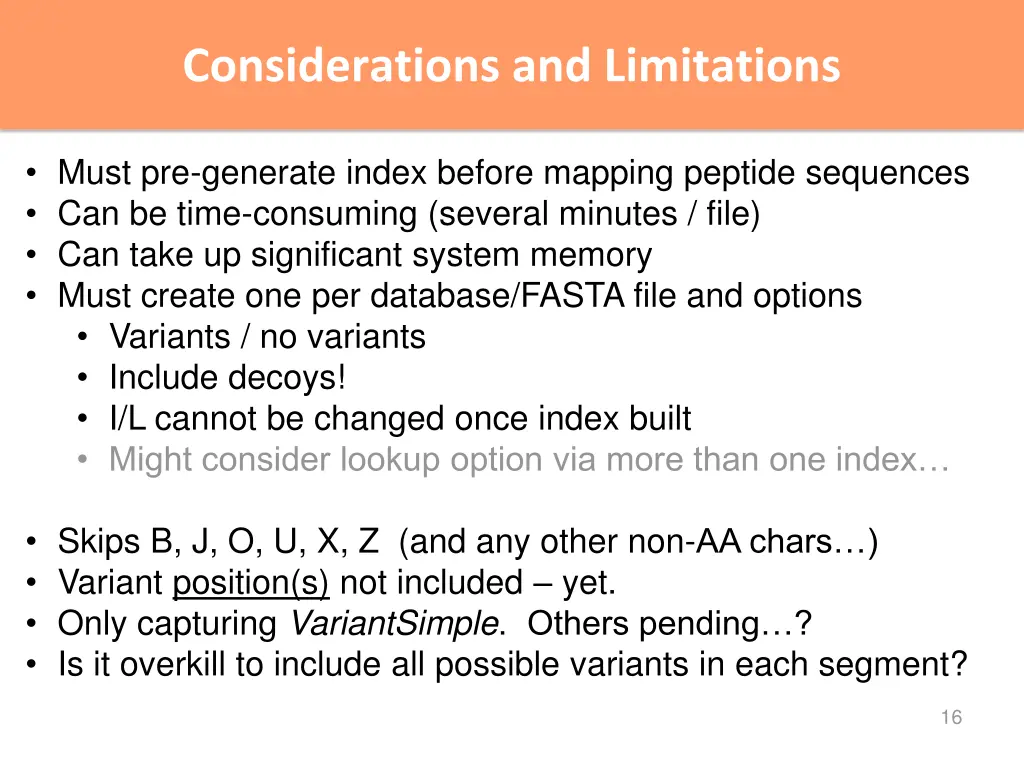 considerations and limitations