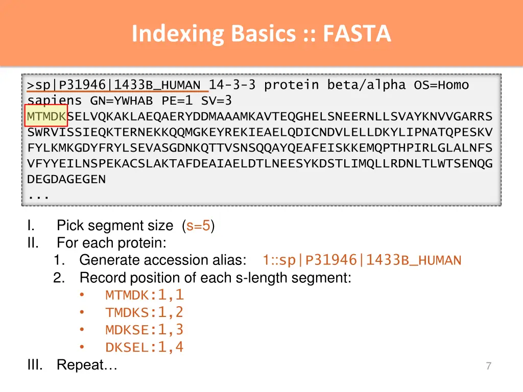 indexing basics fasta