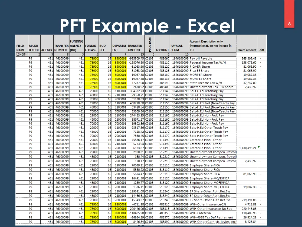 pft example excel