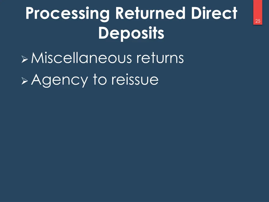 processing returned direct deposits