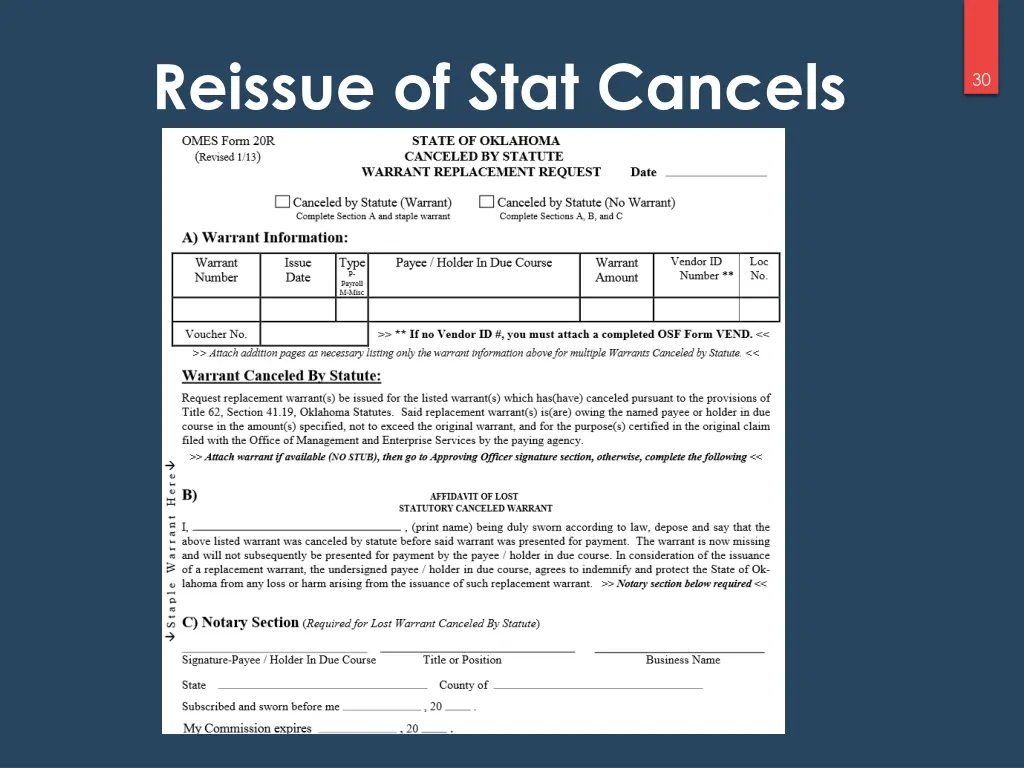 reissue of stat cancels