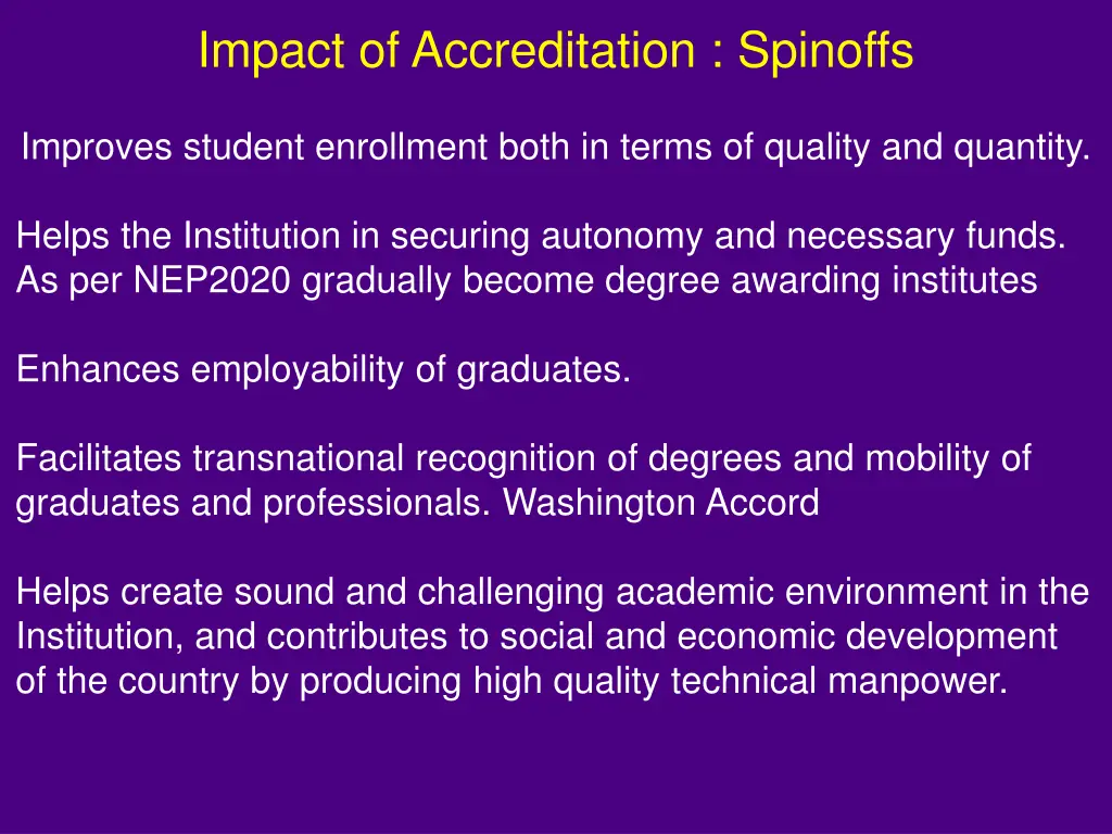 impact of accreditation spinoffs